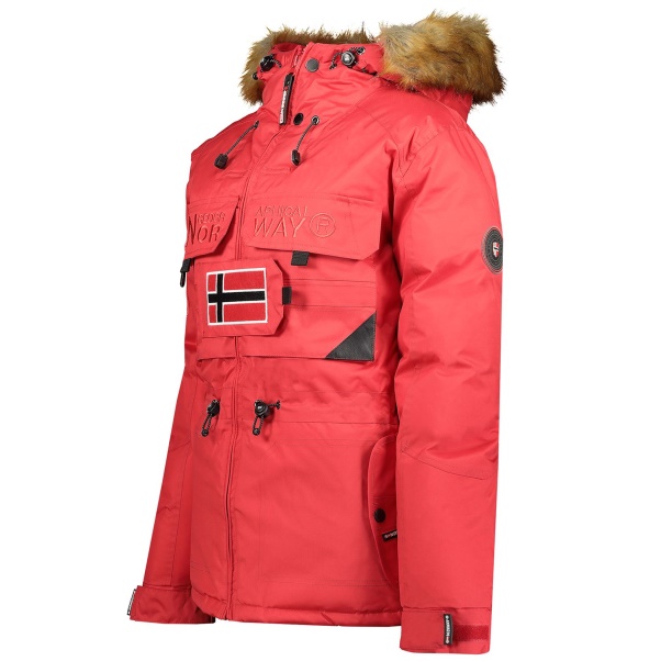 Geografische Noorwegen - Bank Parka De Hombre Rojo Rood