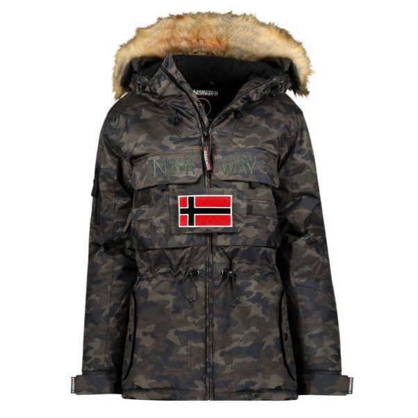 Geografisch Noorwegen - Parka De Mujer Bellaciao Camo Caqui Kaki