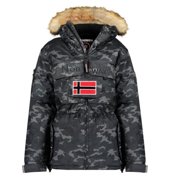 Geografische Noorwegen - Parka De Mujer Bellaciao Camo Negro Zwart
