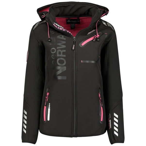 Geografisch Noorwegen - Chaqueta Softshell De Mujer Reine Negro / Llamativo Rosa Rosa